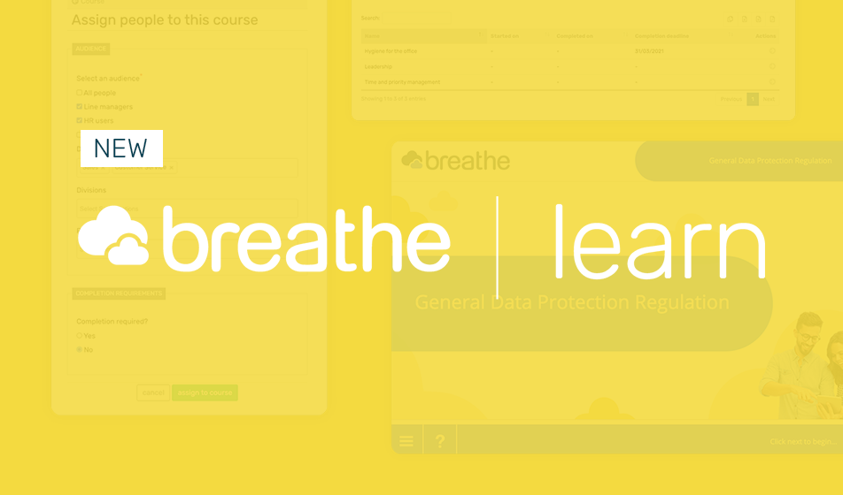 The logo for Breathe's learning tool called "Breathe Learn". This tool is full of training courses for your employees development needs.