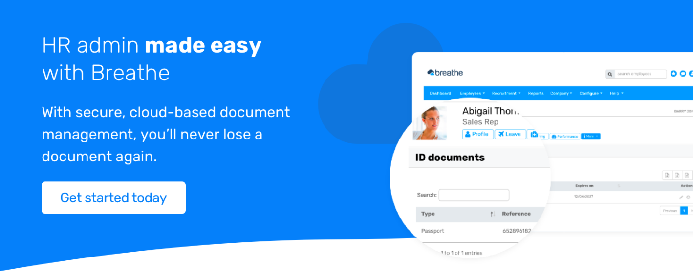 HR admin made easy with Breathe. With secure, cloud-based document management, you'll never lose a document again. Get started today